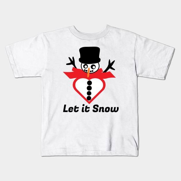 Christmas Love Snowman Kids T-Shirt by CBV